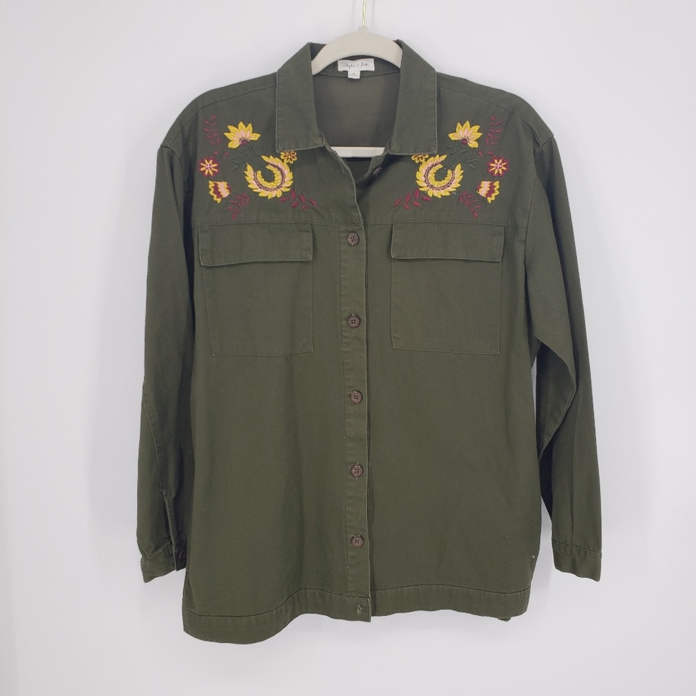 Skylar + Jade Boho Embroidered Shirt Jacket Sz M